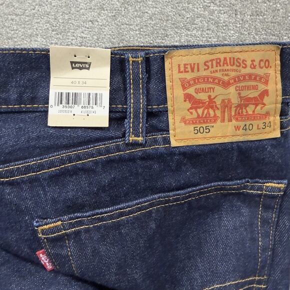 NWT Levis 505 Regular Fit Jeans 40x34 Dark Rinse Straight Leg Denim Blue Mens - Picture 9 of 10